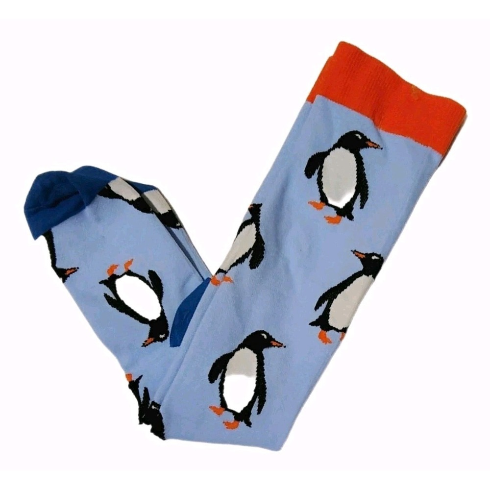 Penguin Animal Print Blue Knee High Compression Socks One Size Unisex NWOT Nurse